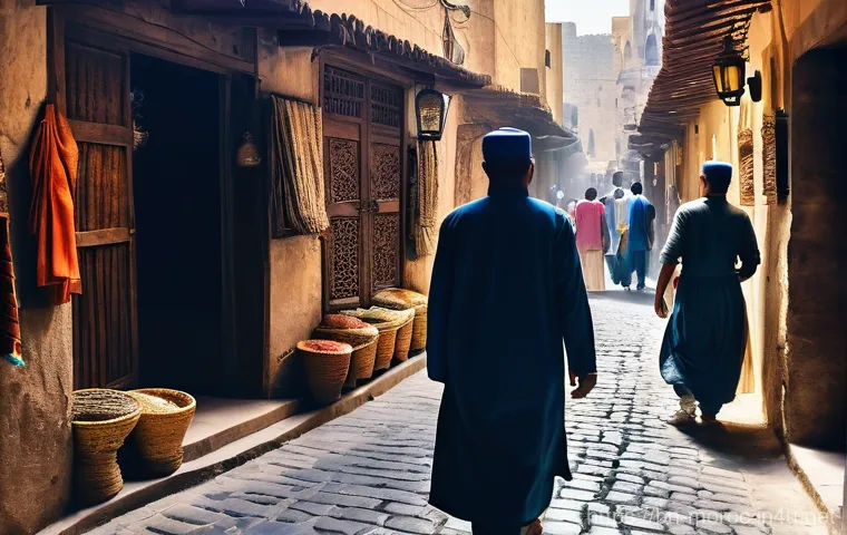 모로코에서 유네스코 보호 지역 - **A Vibrant Alleyway in Fes Medina at Daytime.**
    **Details:** A narrow, winding alleyway in the ...