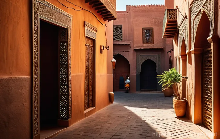 모로코에서 부동산 투자 - **Prompt:** A bustling, vibrant street scene in the heart of Marrakech's historic Medina. The image ...